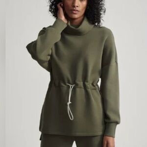 Varley Freya Doublesoft Tunic Long Sleeve Sweatshirt Top Olive Green Size XS